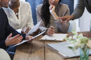 cropped view of business meeting